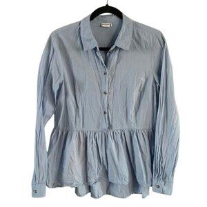 Jacqueline de Yong Sz 38 EU/UK Blue Peplum Button Down Collared Shirt